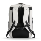 Back view of Urbanity City Commuter Oxford USB Port 17.3 inch Laptop Backpack in white and black, featuring padded shoulder straps, breathable mesh back panel, and USB port.