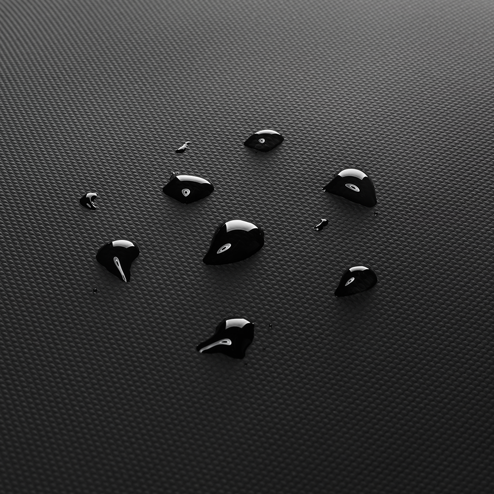 MARKRYDEN waterproof black textured backpack material with water droplets