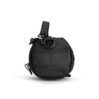 MotoBarrel black cylinder crossbody bag with strap & buckle