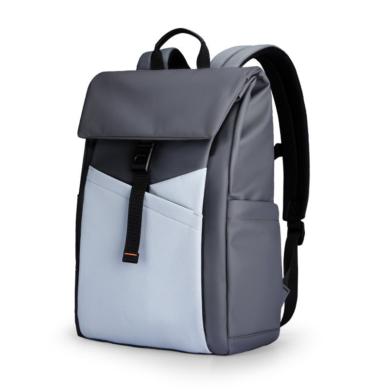 Gray and light blue elegant backpack with spacious compartments - MARKRYDEN