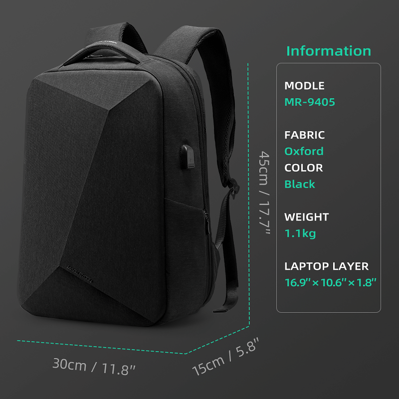 Protector I: Diamond - cut Design Hard shell Waterproof Anti - scratch Multifunctional Laptop Backpack - MARK RYDEN US - Backpack - 10611624525366