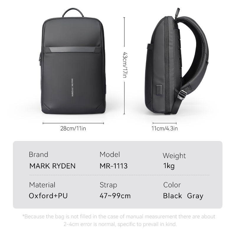 Voyager Pro: Lightweight backpack with a small footprint for commuters - MARK RYDEN US - Backpack - 6.97825E+12