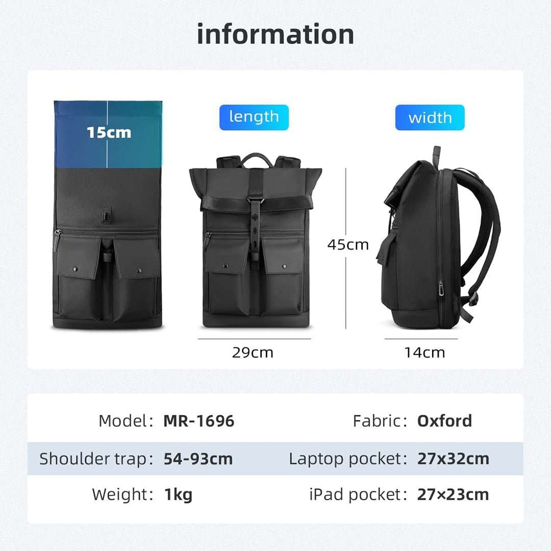 Zoll Rolltop: Stylish Daily All - Day Commute Backpack - MARK RYDEN US - Backpack - 1.06116E+13